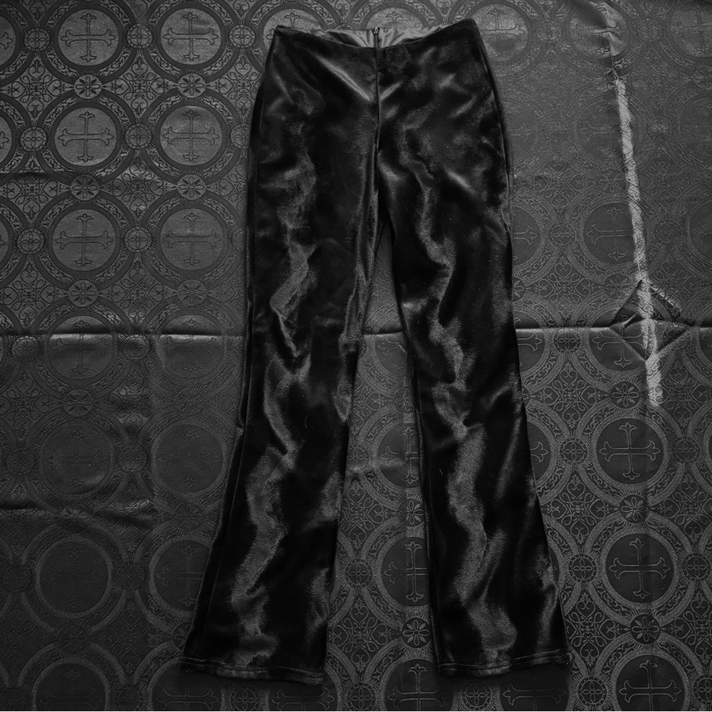 vintage lip service swirled fur low rise flared pants